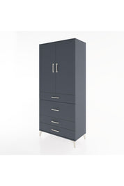Hyperion Dolap Tek Raflı 4 Çekmeceli Tek Askılı 88x44x195 Antrasit-Antrasit