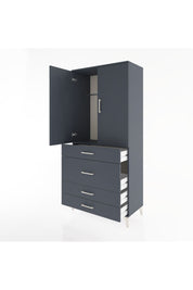 Hyperion Dolap Tek Raflı 4 Çekmeceli Tek Askılı 88x44x195 Antrasit-Antrasit