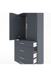 Hyperion Dolap Tek Raflı 4 Çekmeceli Tek Askılı 88x44x195 Antrasit-Antrasit