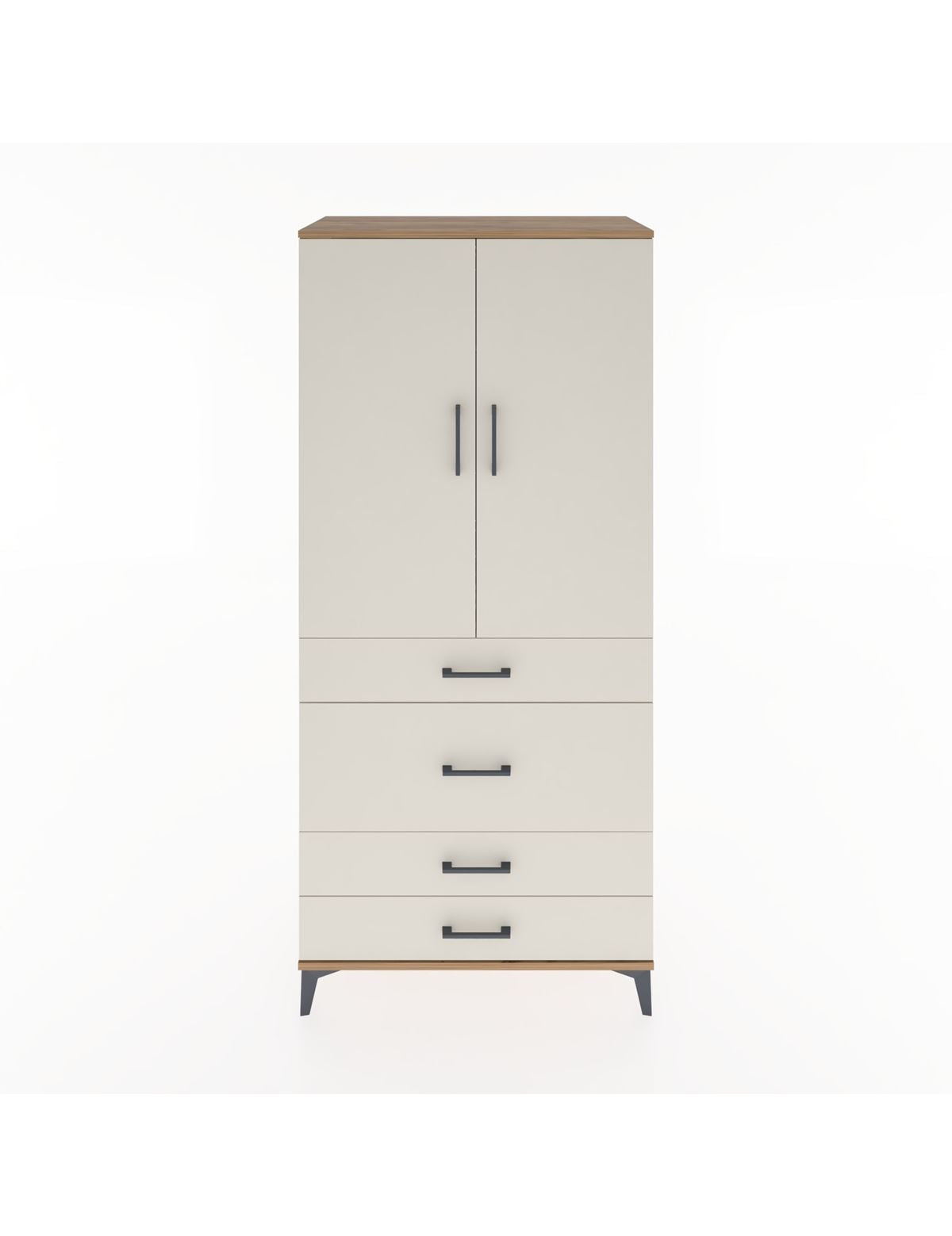 Hyperion Dolap Tek Raflı 4 Çekmeceli Tek Askılı 88x44x195 Çam-Aytaşı