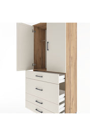 Hyperion Dolap Tek Raflı 4 Çekmeceli Tek Askılı 88x44x195 Çam-Aytaşı