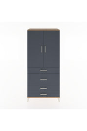 Hyperion Dolap Tek Raflı 4 Çekmeceli Tek Askılı 88x44x195 Çam-Antrasit