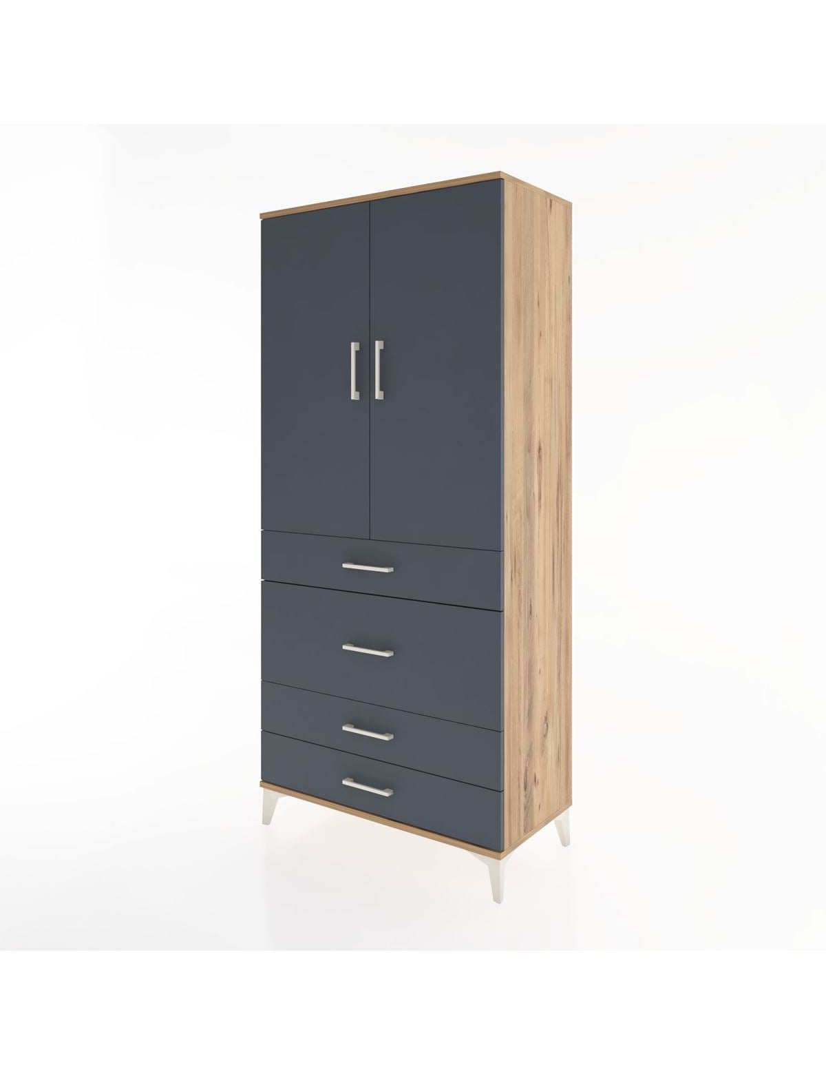 Hyperion Dolap Tek Raflı 4 Çekmeceli Tek Askılı 88x44x195 - S60M059V8B