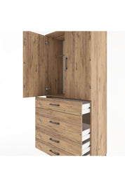 Hyperion Dolap Tek Raflı 4 Çekmeceli Tek Askılı 88x44x195 Çam-Çam