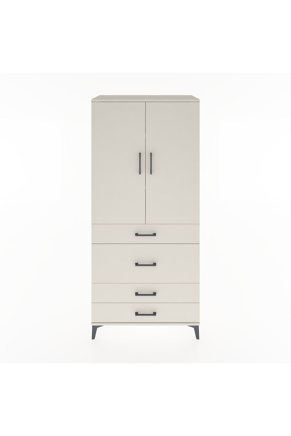 Hyperion Dolap 3 Raflı 4 Çekmeceli 2 Kapaklı 88x44x195 Aytaşı-Aytaşı