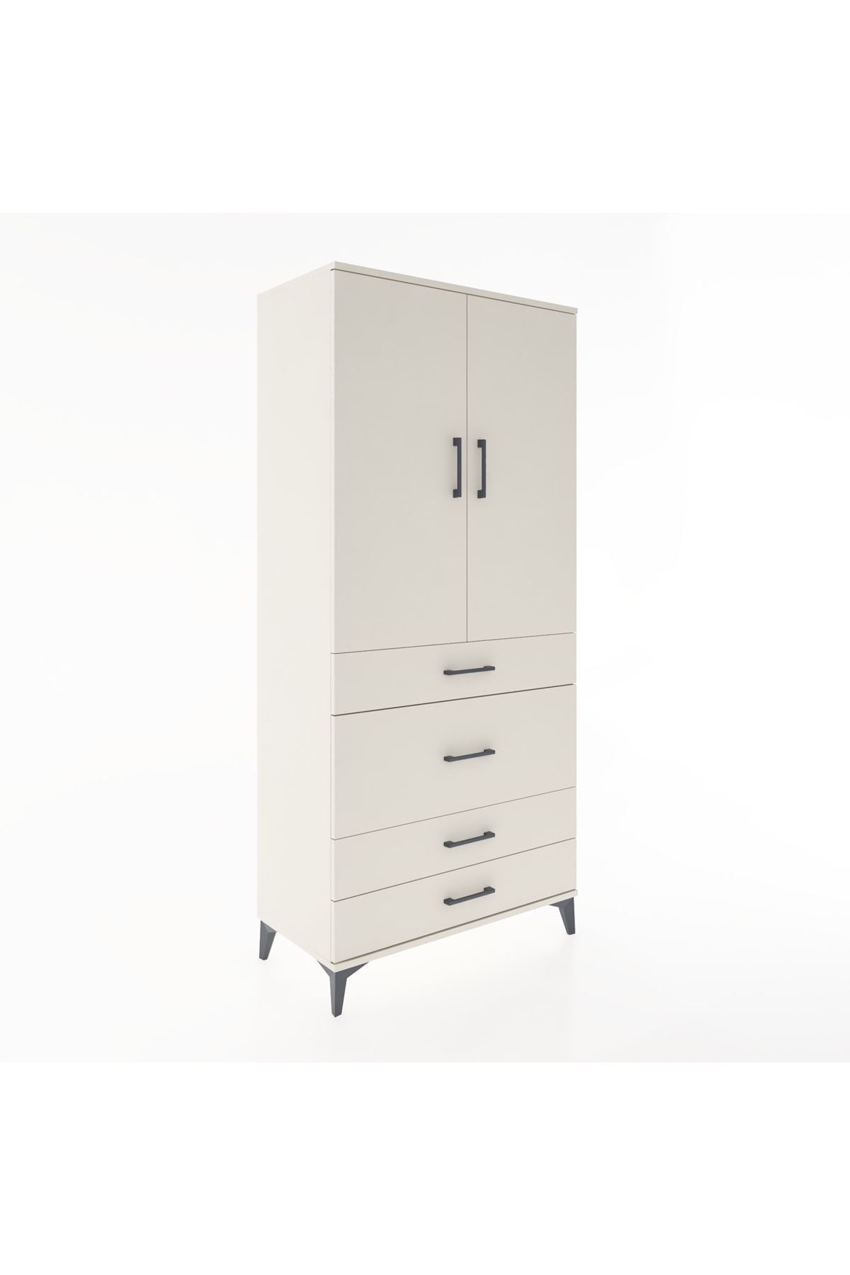 Hyperion Dolap 3 Raflı 4 Çekmeceli 2 Kapaklı 88x44x195 Aytaşı-Aytaşı