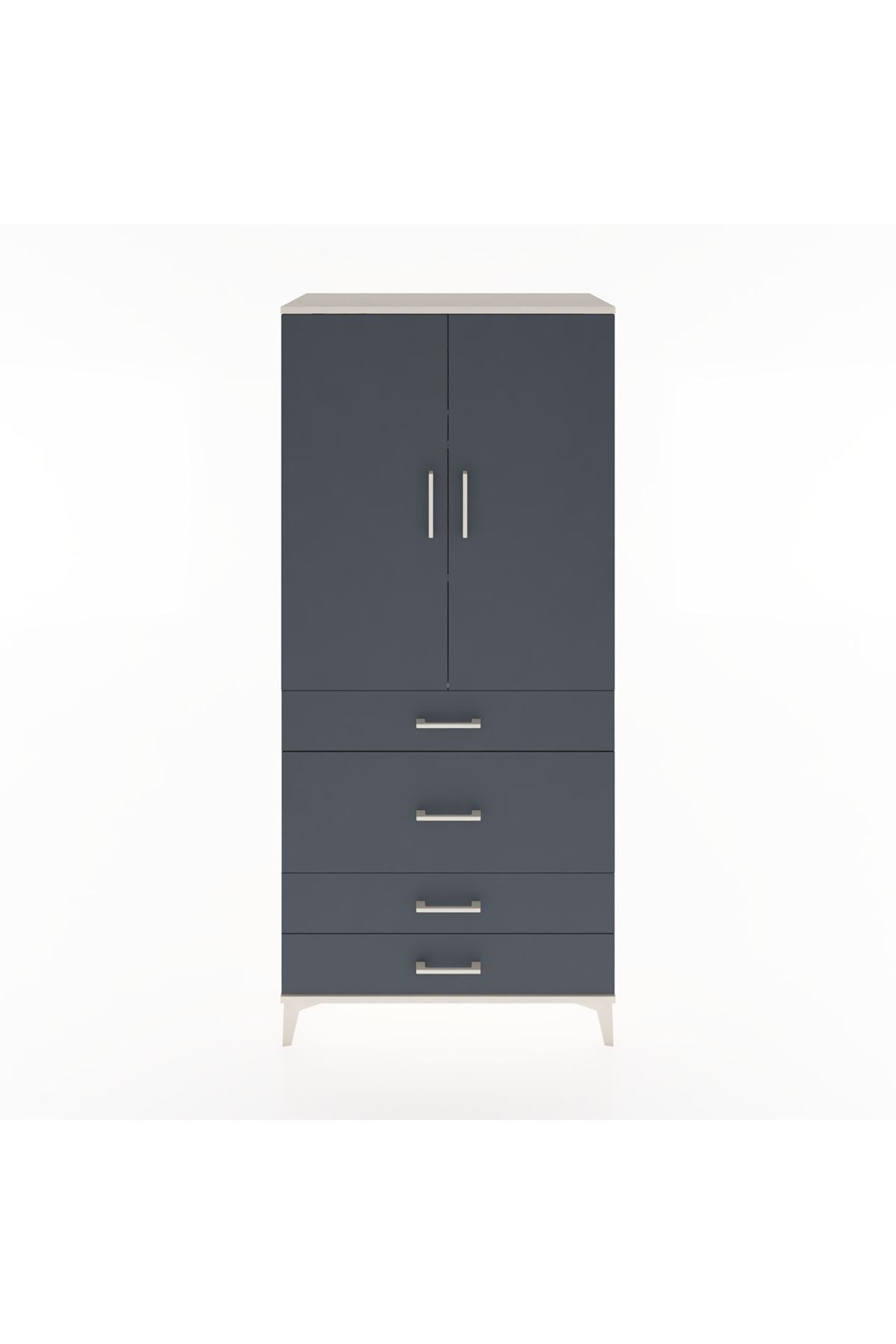 Hyperion Dolap 3 Raflı 4 Çekmeceli 2 Kapaklı 88x44x195 Aytaşı-Antrasit