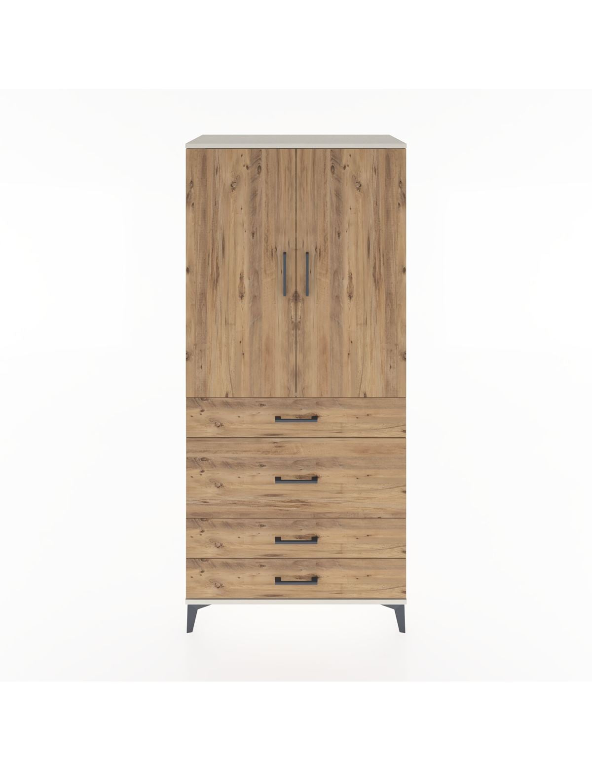 Hyperion Dolap 3 Raflı 4 Çekmeceli 2 Kapaklı 88x44x195 Aytaşı-Çam