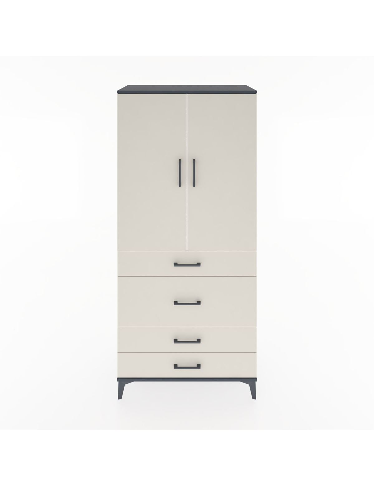 Hyperion Dolap 3 Raflı 4 Çekmeceli 2 Kapaklı 88x44x195 Antrasit-Aytaşı