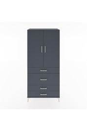 Hyperion Dolap 3 Raflı 4 Çekmeceli 2 Kapaklı 88x44x195 Antrasit-Antrasit