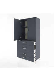 Hyperion Dolap 3 Raflı 4 Çekmeceli 2 Kapaklı 88x44x195 Antrasit-Antrasit