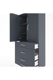 Hyperion Dolap 3 Raflı 4 Çekmeceli 2 Kapaklı 88x44x195 Antrasit-Antrasit