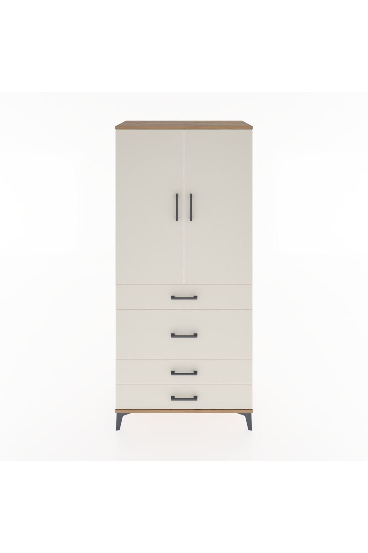 Hyperion Dolap 3 Raflı 4 Çekmeceli 2 Kapaklı 88x44x195 Çam-Aytaşı