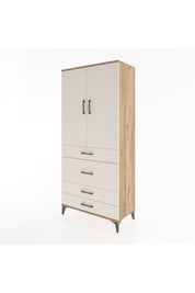 Hyperion Dolap 3 Raflı 4 Çekmeceli 2 Kapaklı 88x44x195 Çam-Aytaşı