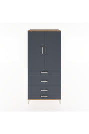 Hyperion Dolap 3 Raflı 4 Çekmeceli 2 Kapaklı 88x44x195 Çam-Antrasit