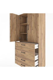 Hyperion Dolap 3 Raflı 4 Çekmeceli 2 Kapaklı 88x44x195 Çam-Çam