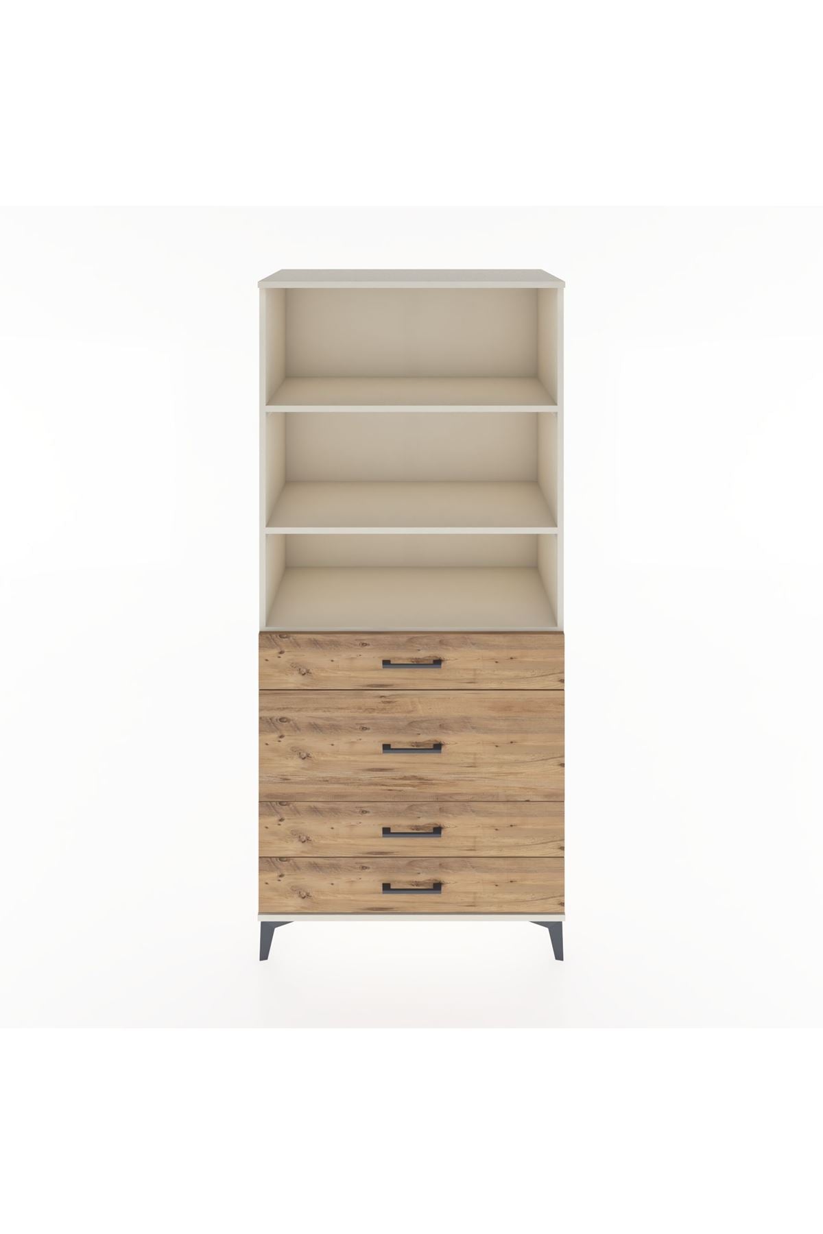 Hyperion Dolap 3 Raflı 4 Çekmeceli 88x44x195 Aytaşı-Çam