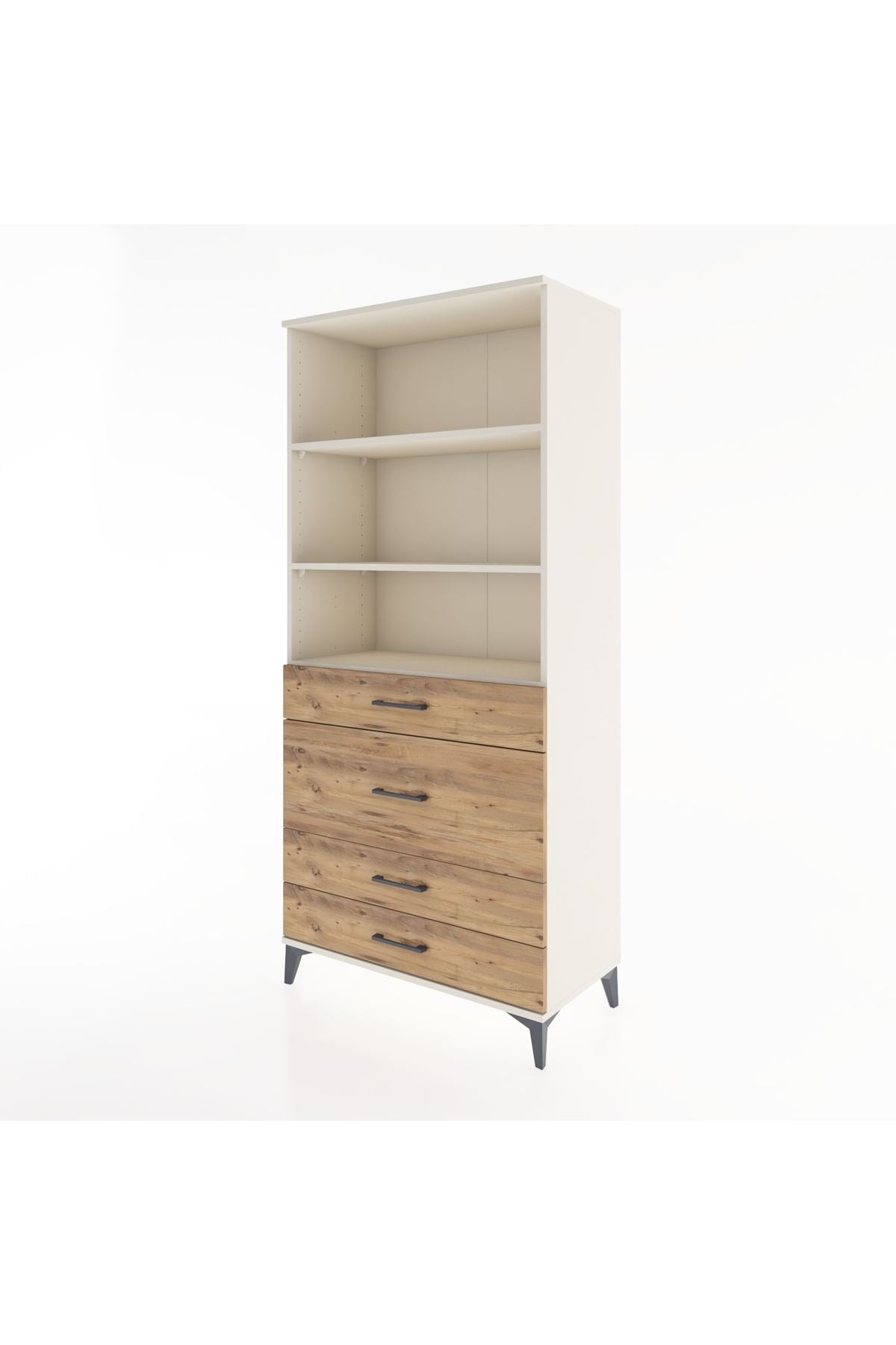 Hyperion Dolap 3 Raflı 4 Çekmeceli 88x44x195 Aytaşı-Çam