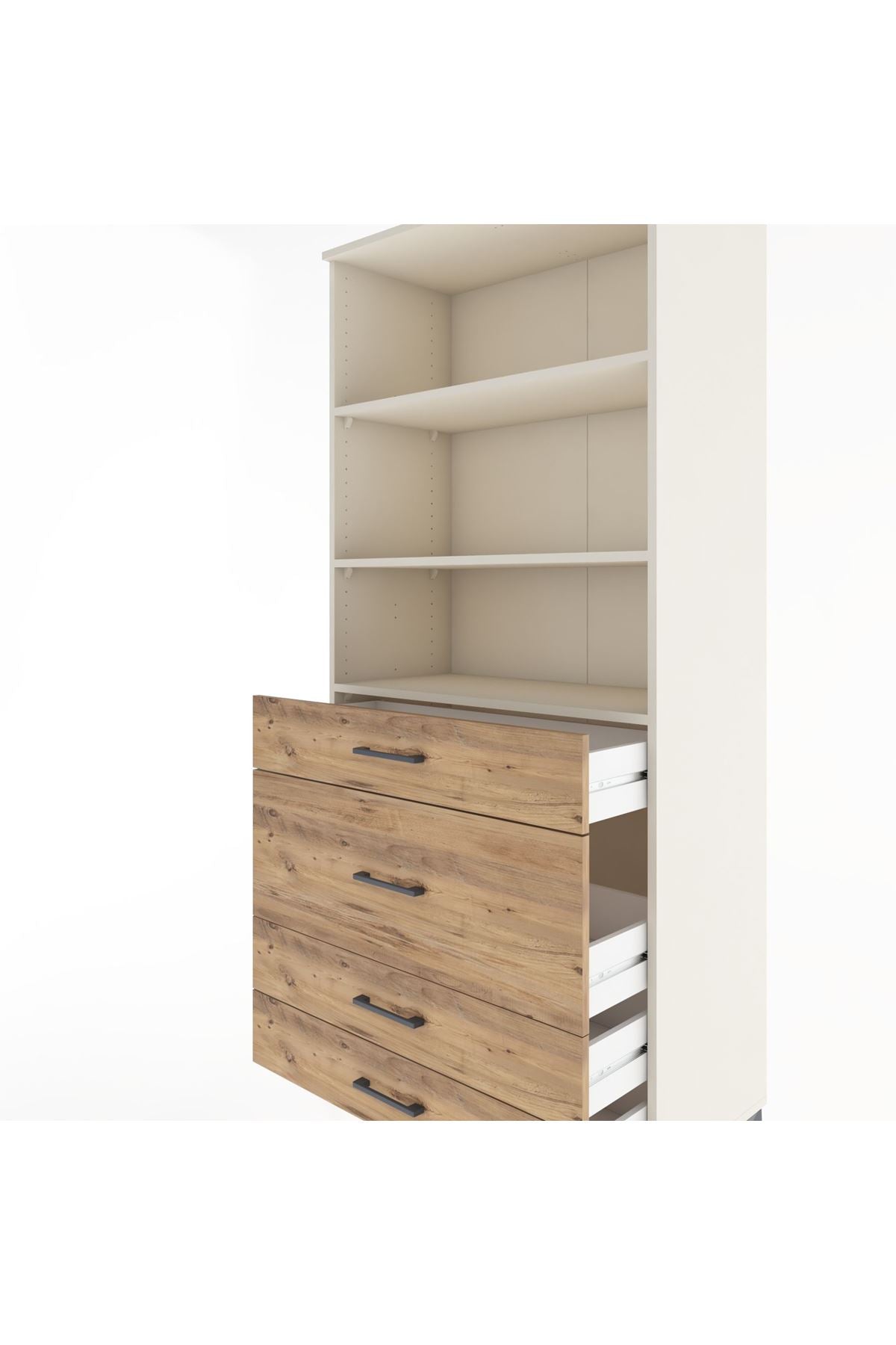 Hyperion Dolap 3 Raflı 4 Çekmeceli 88x44x195 Aytaşı-Çam