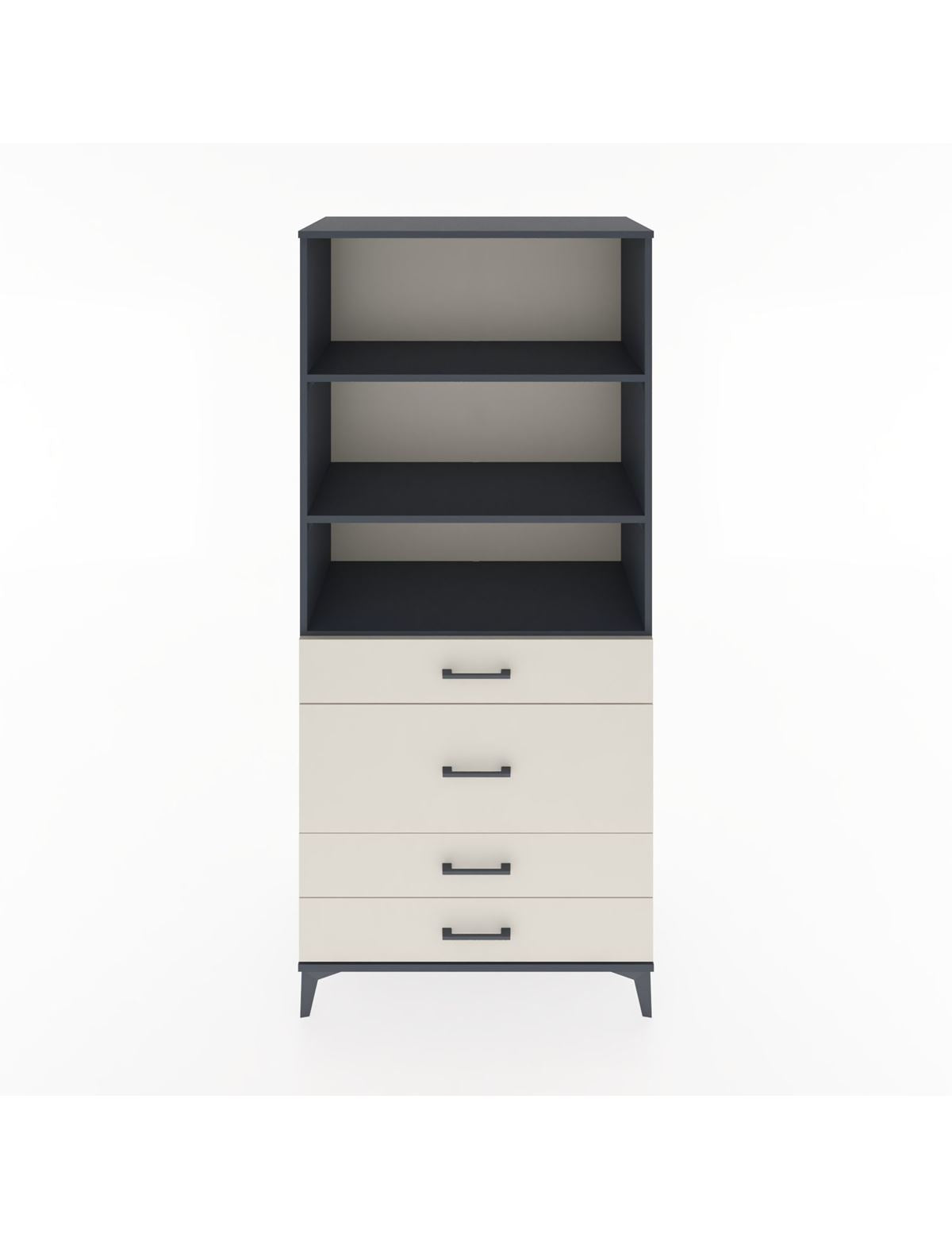 Hyperion Dolap 3 Raflı 4 Çekmeceli 88x44x195 Antrasit-Aytaşı