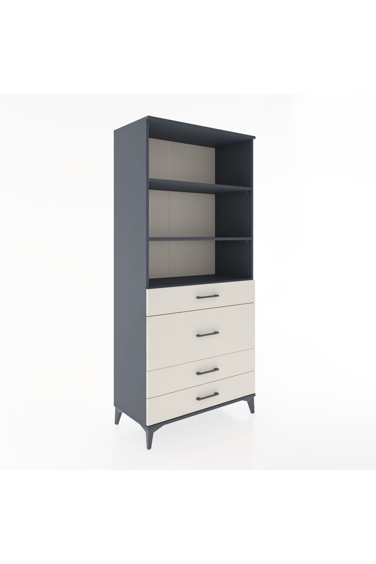 Hyperion Dolap 3 Raflı 4 Çekmeceli 88x44x195 Antrasit-Aytaşı