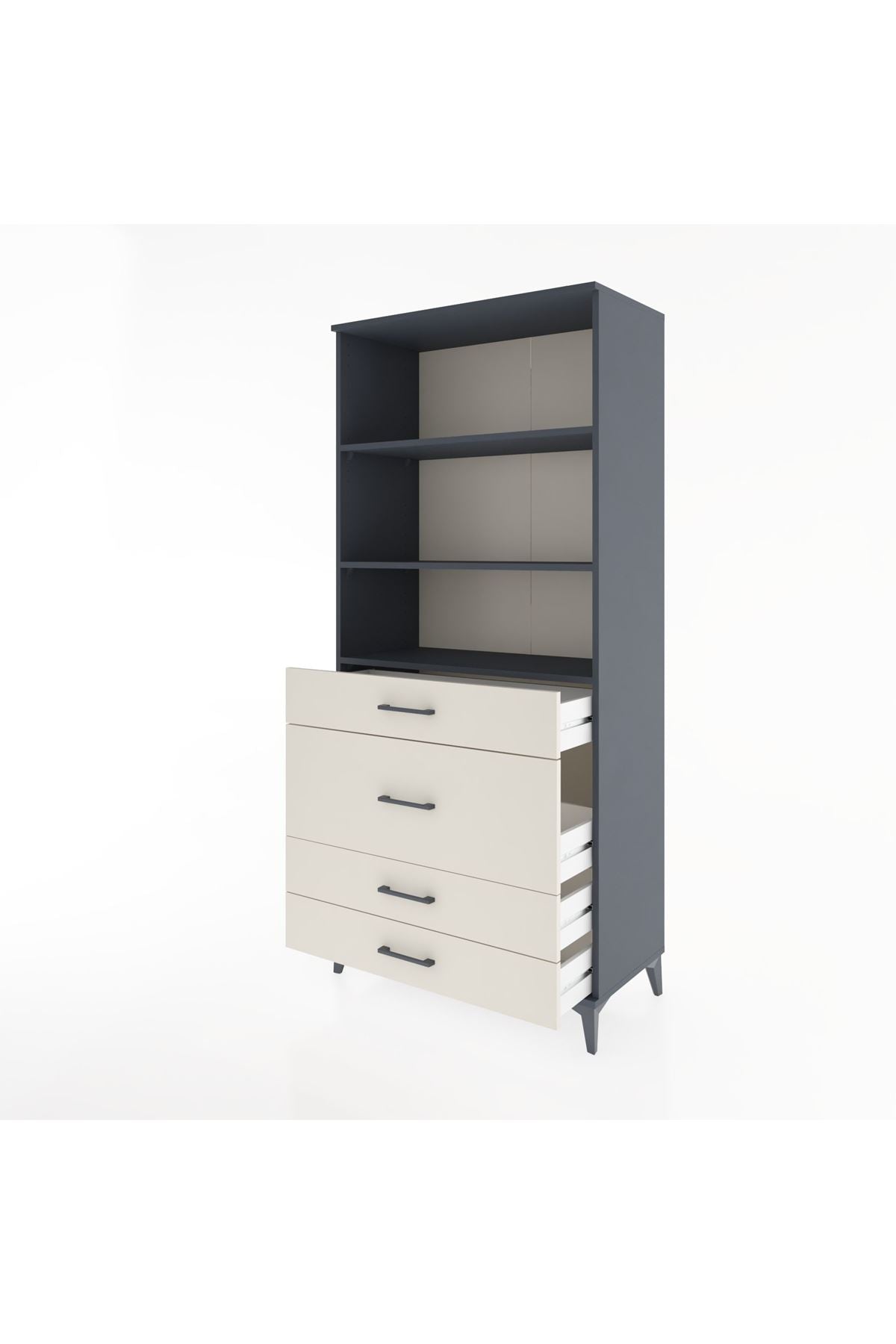 Hyperion Dolap 3 Raflı 4 Çekmeceli 88x44x195 Antrasit-Aytaşı