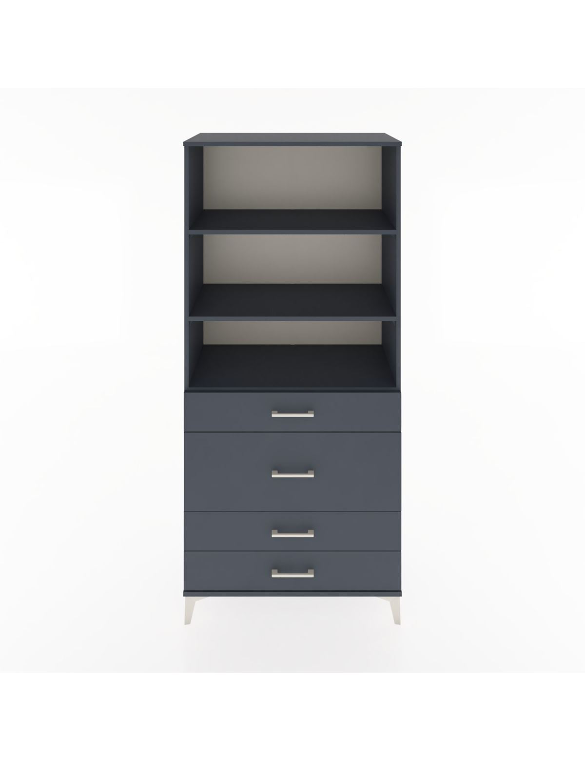 Hyperion Dolap 3 Raflı 4 Çekmeceli 88x44x195 Antrasit-Antrasit