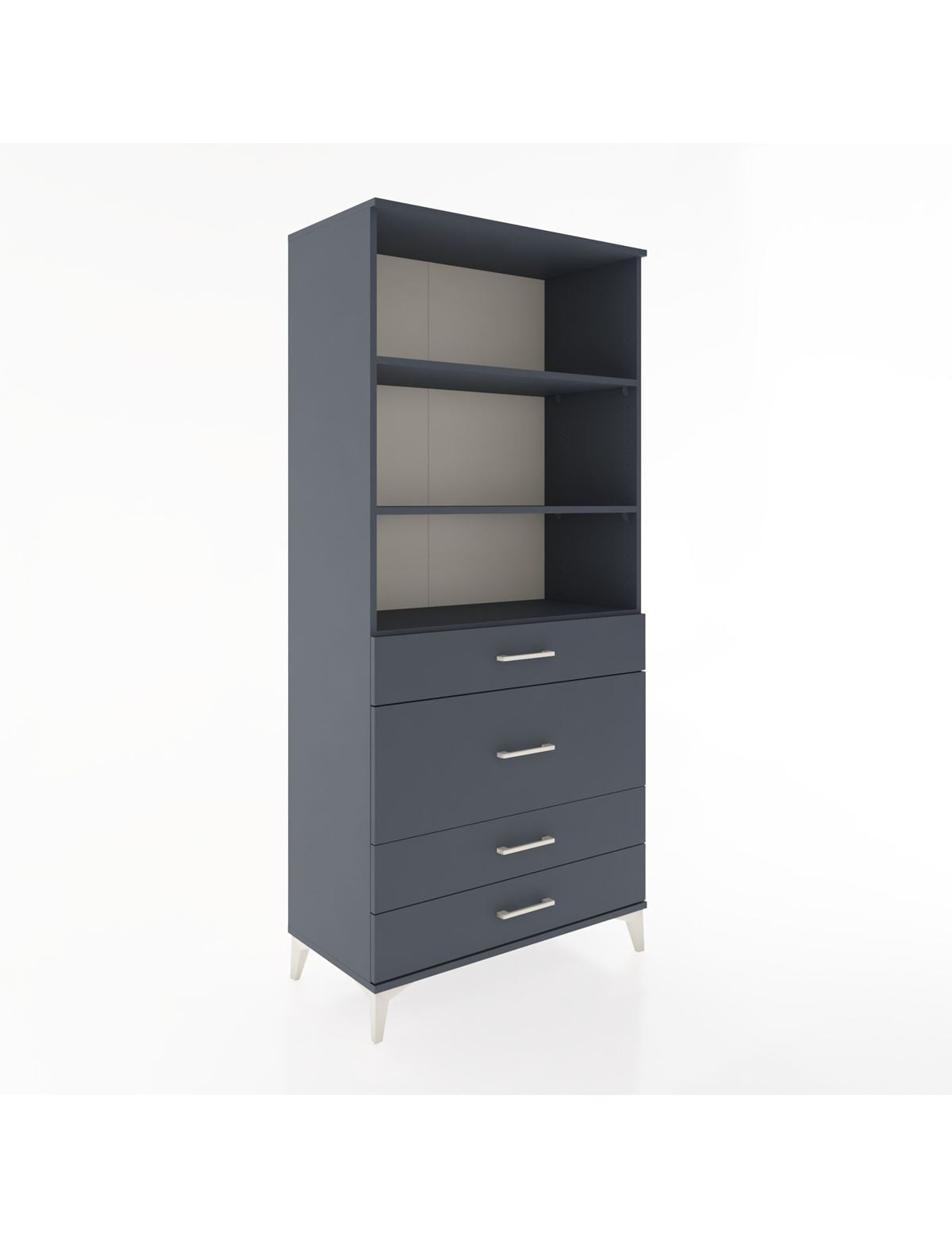 Hyperion Dolap 3 Raflı 4 Çekmeceli 88x44x195 Antrasit-Antrasit