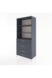 Hyperion Dolap 3 Raflı 4 Çekmeceli 88x44x195 Antrasit-Antrasit