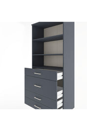 Hyperion Dolap 3 Raflı 4 Çekmeceli 88x44x195 Antrasit-Antrasit