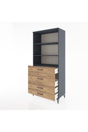 Hyperion Dolap 3 Raflı 4 Çekmeceli 88x44x195 Antrasit-Çam