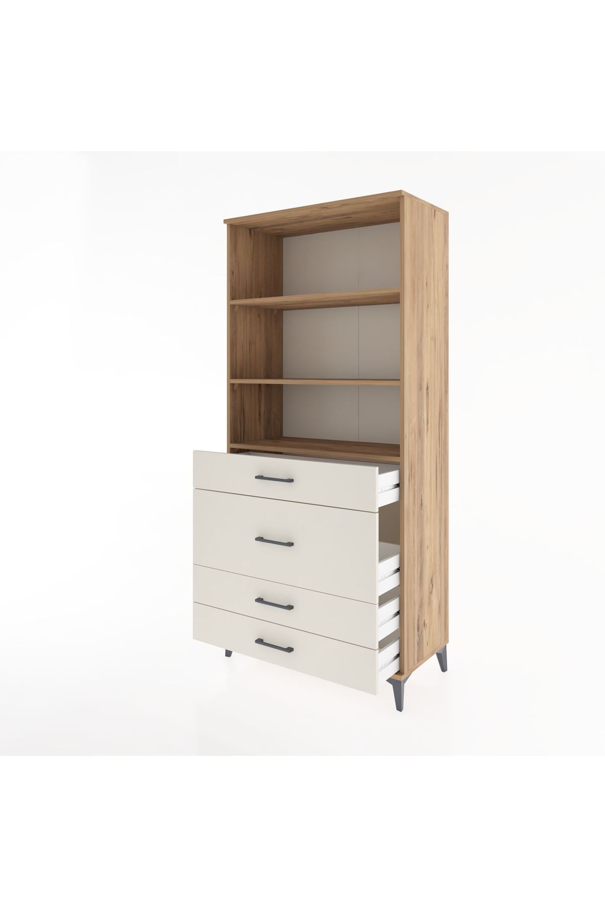 Hyperion Dolap 3 Raflı 4 Çekmeceli 88x44x195 Çam-Aytaşı