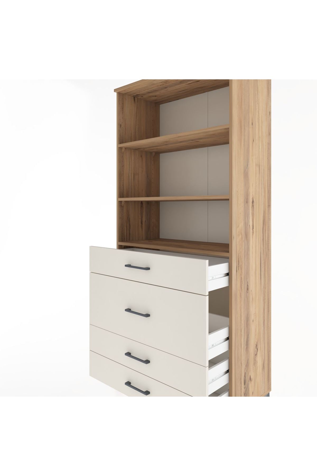 Hyperion Dolap 3 Raflı 4 Çekmeceli 88x44x195 Çam-Aytaşı