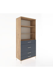 Hyperion Dolap 3 Raflı 4 Çekmeceli 88x44x195 Çam-Antrasit