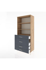 Hyperion Dolap 3 Raflı 4 Çekmeceli 88x44x195 Çam-Antrasit