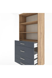 Hyperion Dolap 3 Raflı 4 Çekmeceli 88x44x195 Çam-Antrasit