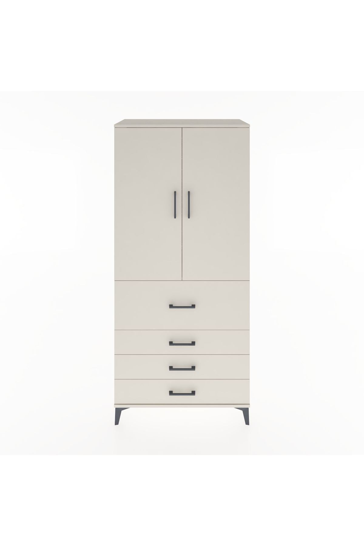 Hyperion Dolap Tek Raflı 4 Çekmeceli Tek Askılı 88x44x195 Aytaşı-Aytaşı