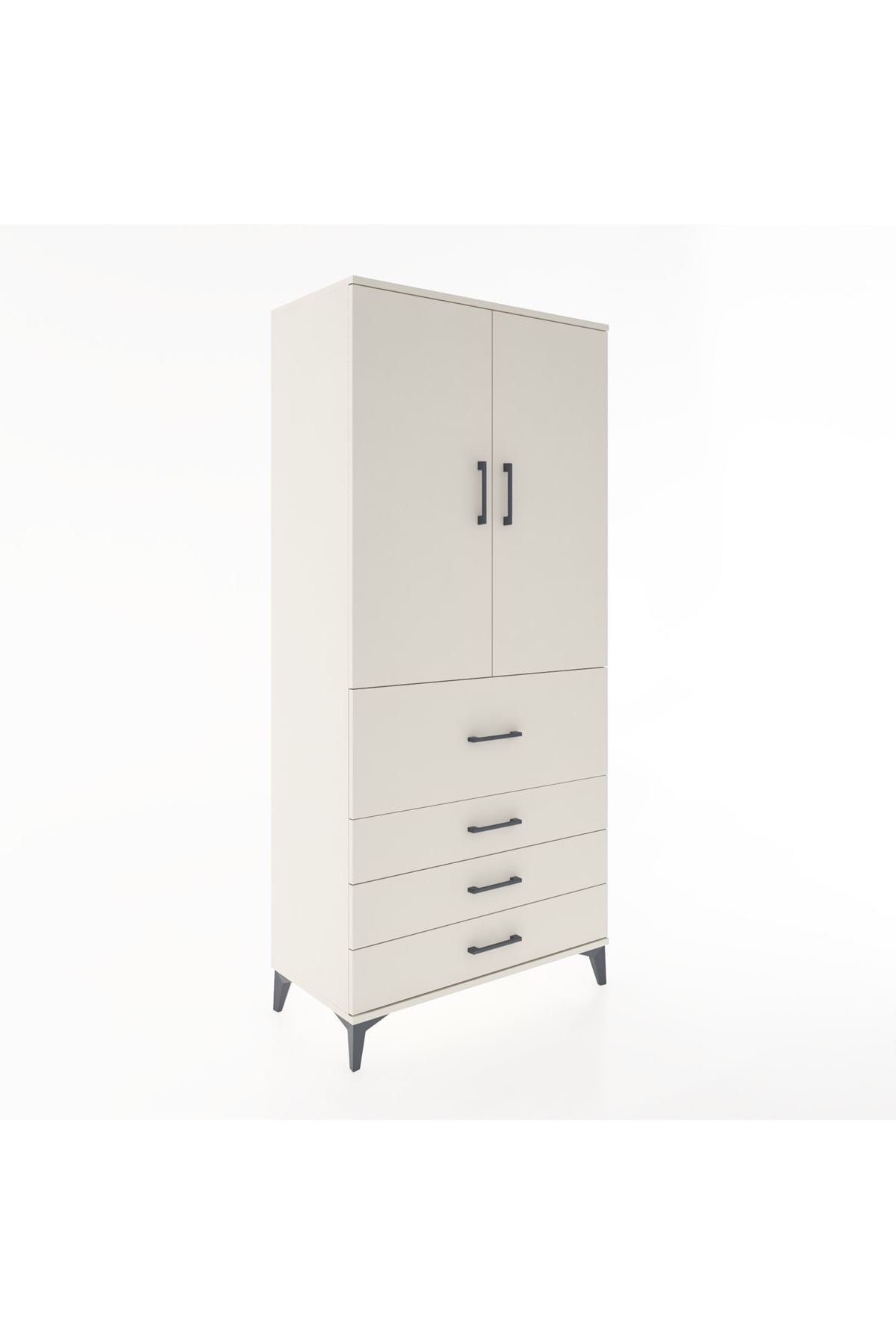 Hyperion Dolap Tek Raflı 4 Çekmeceli Tek Askılı 88x44x195 Aytaşı-Aytaşı