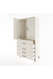 Hyperion Dolap Tek Raflı 4 Çekmeceli Tek Askılı 88x44x195 Aytaşı-Aytaşı