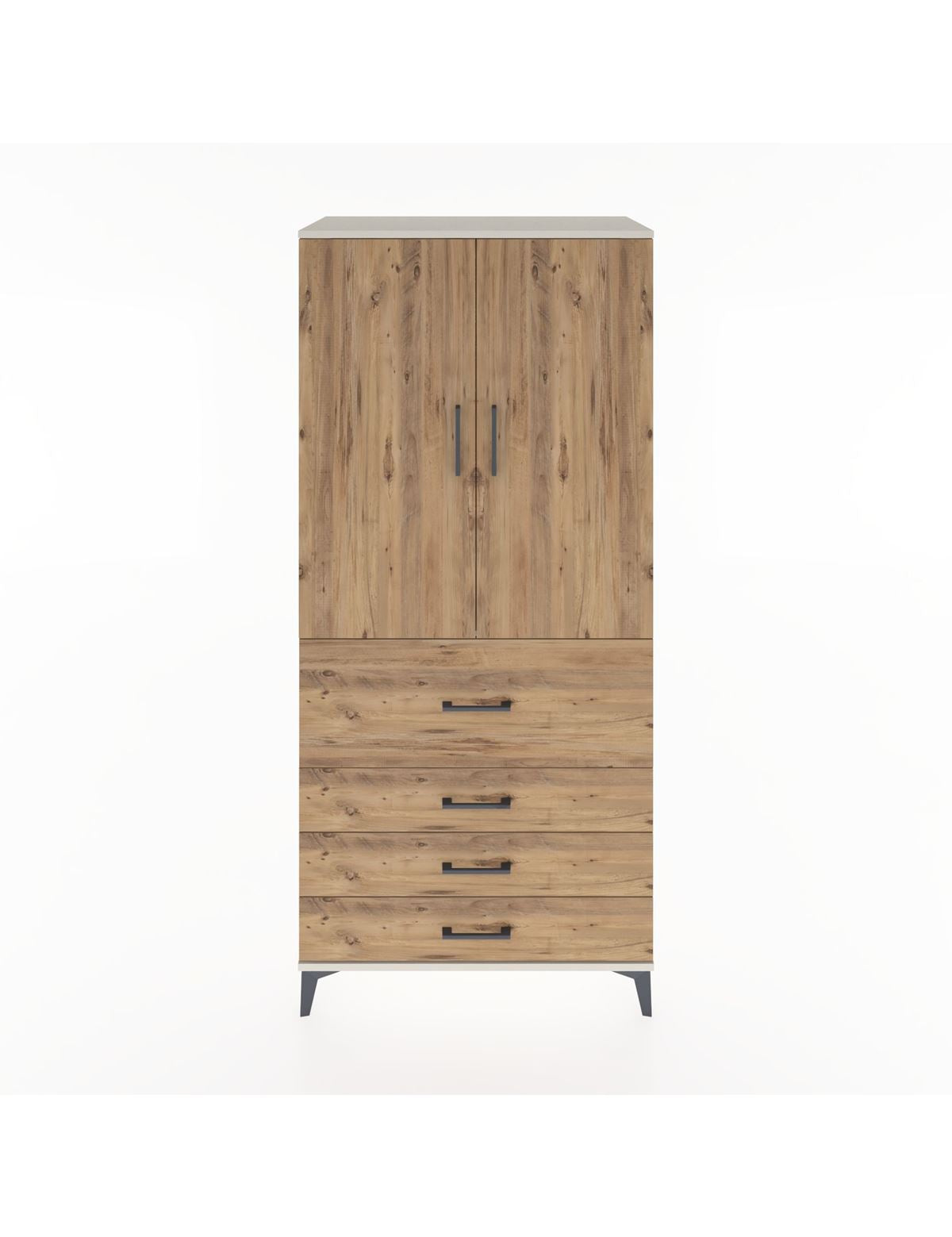 Hyperion Dolap Tek Raflı 4 Çekmeceli Tek Askılı 88x44x195 Aytaşı-Çam