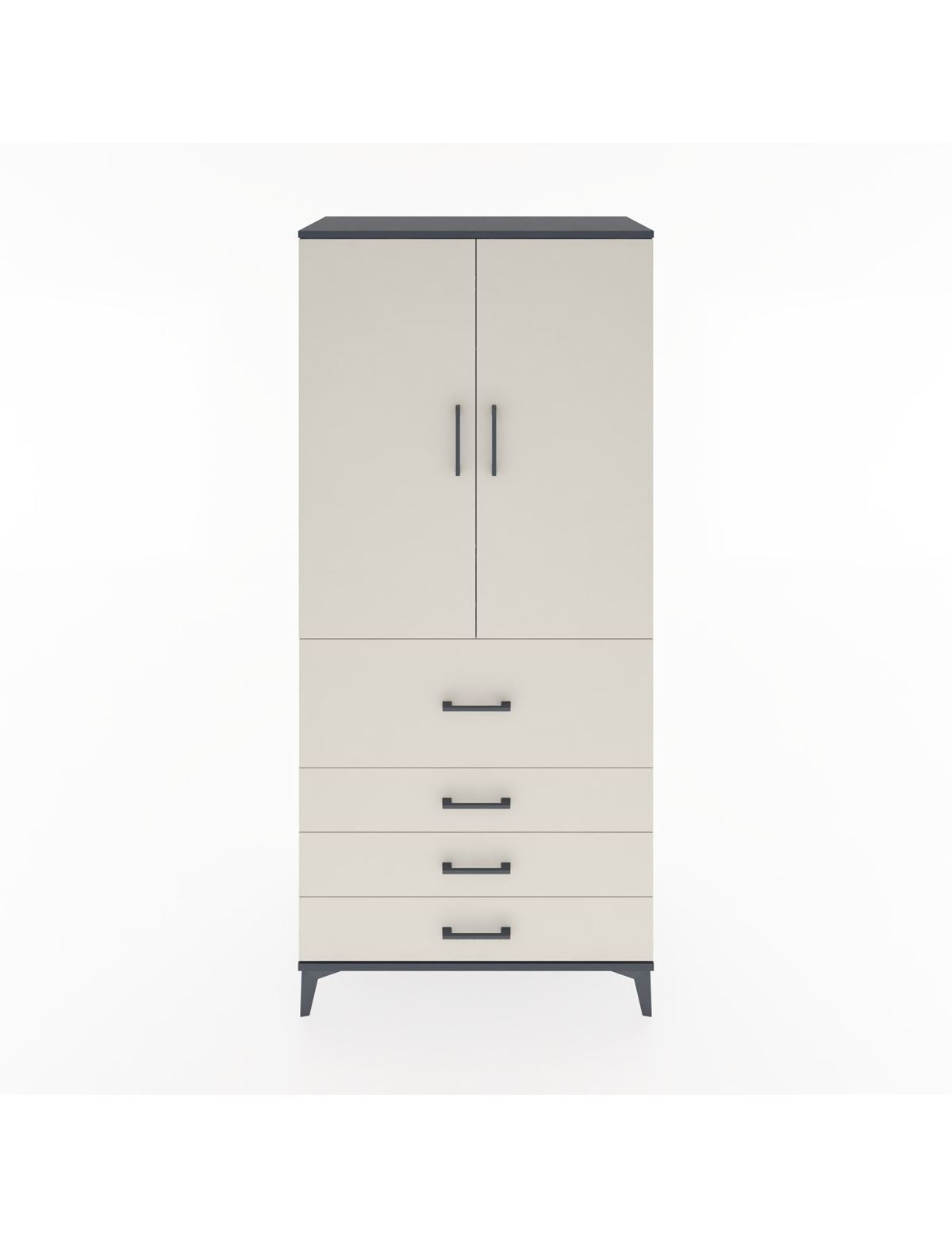 Hyperion Dolap Tek Raflı 4 Çekmeceli Tek Askılı 88x44x195 Antrasit-Aytaşı