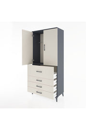 Hyperion Dolap Tek Raflı 4 Çekmeceli Tek Askılı 88x44x195 Antrasit-Aytaşı