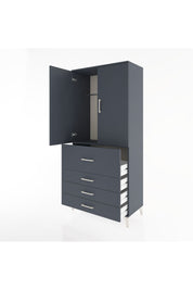 Hyperion Dolap Tek Raflı 4 Çekmeceli Tek Askılı 88x44x195 Antrasit-Antrasit