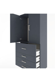 Hyperion Dolap Tek Raflı 4 Çekmeceli Tek Askılı 88x44x195 Antrasit-Antrasit