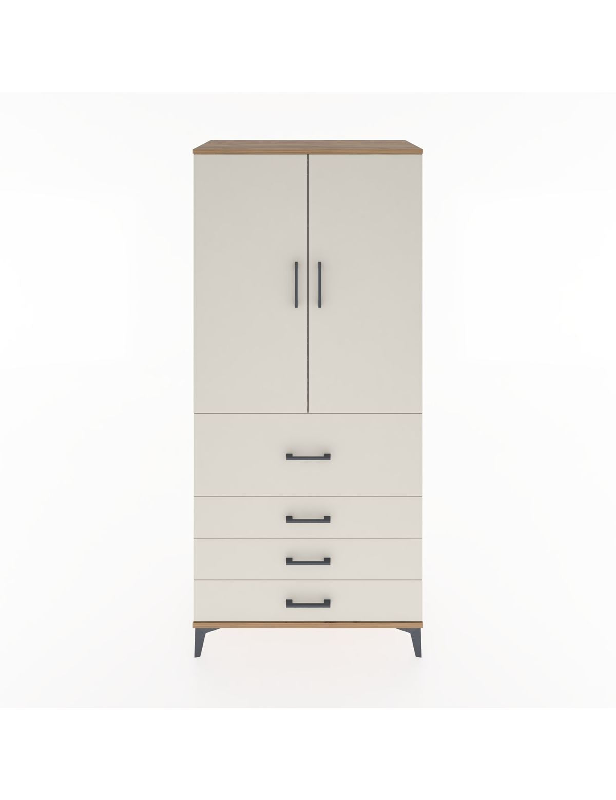 Hyperion Dolap Tek Raflı 4 Çekmeceli Tek Askılı 88x44x195 Çam-Aytaşı