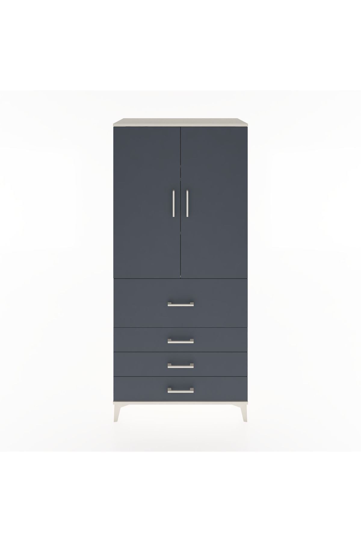 Hyperion Dolap 3 Raflı 4 Çekmeceli 2 Kapaklı 88x44x195 Aytaşı-Antrasit