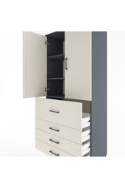 Hyperion Dolap 3 Raflı 4 Çekmeceli 2 Kapaklı 88x44x195 Antrasit-Aytaşı