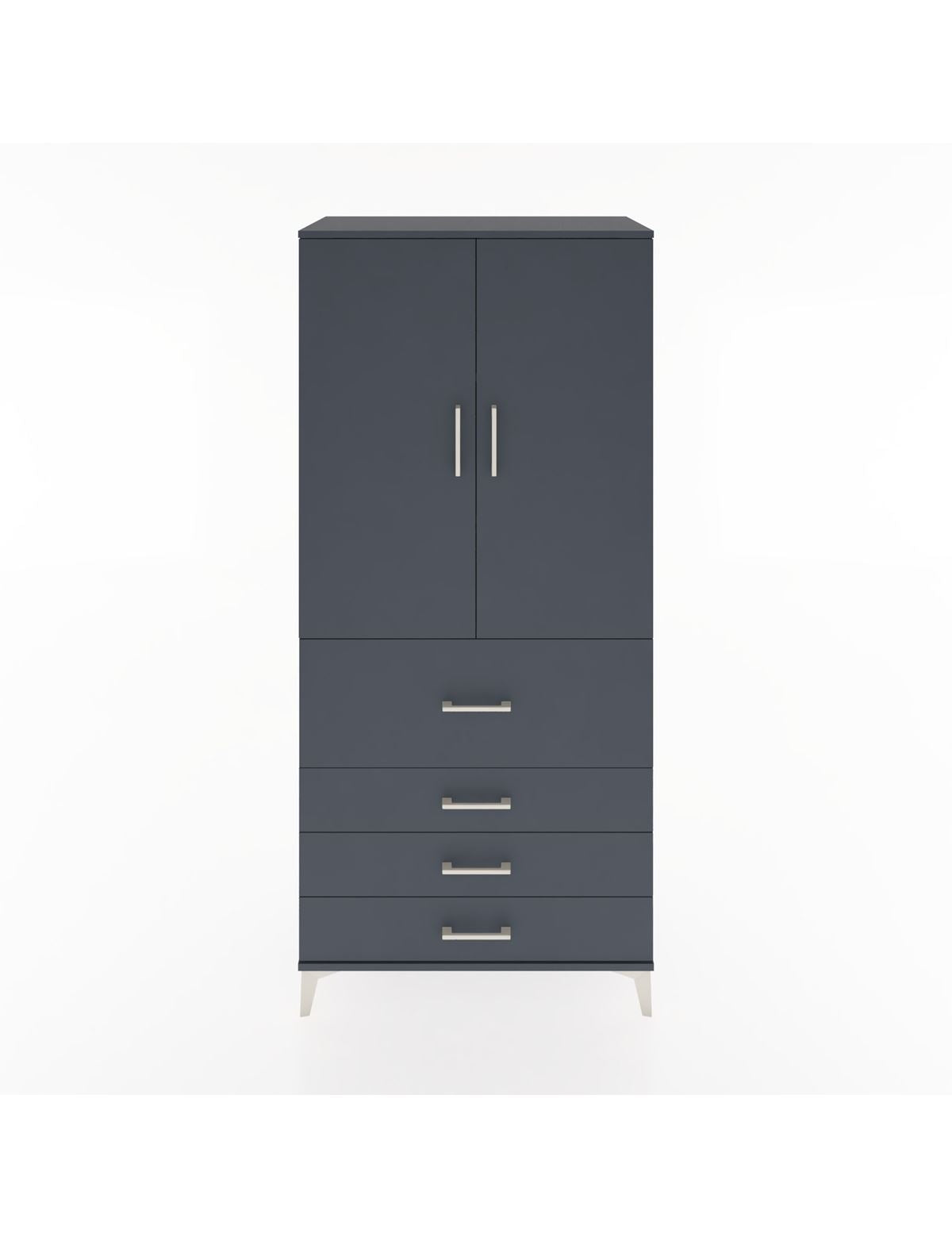 Hyperion Dolap 3 Raflı 4 Çekmeceli 2 Kapaklı 88x44x195 Antrasit-Antrasit