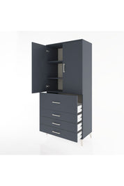 Hyperion Dolap 3 Raflı 4 Çekmeceli 2 Kapaklı 88x44x195 Antrasit-Antrasit