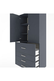 Hyperion Dolap 3 Raflı 4 Çekmeceli 2 Kapaklı 88x44x195 Antrasit-Antrasit